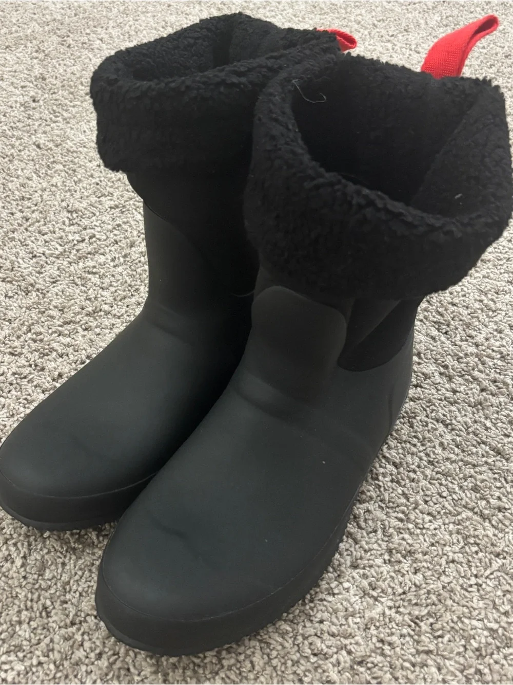 Hunter original roll top Sherpa lined insulated boots size 10 black